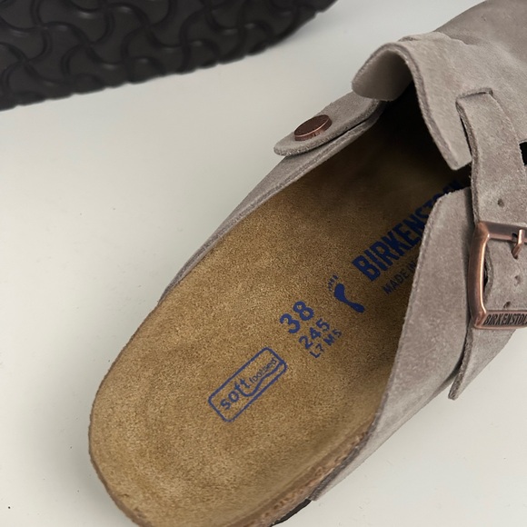 Taupe Grey Boston Birkenstocks Clogs - EU 38 - Picture 3 of 5
